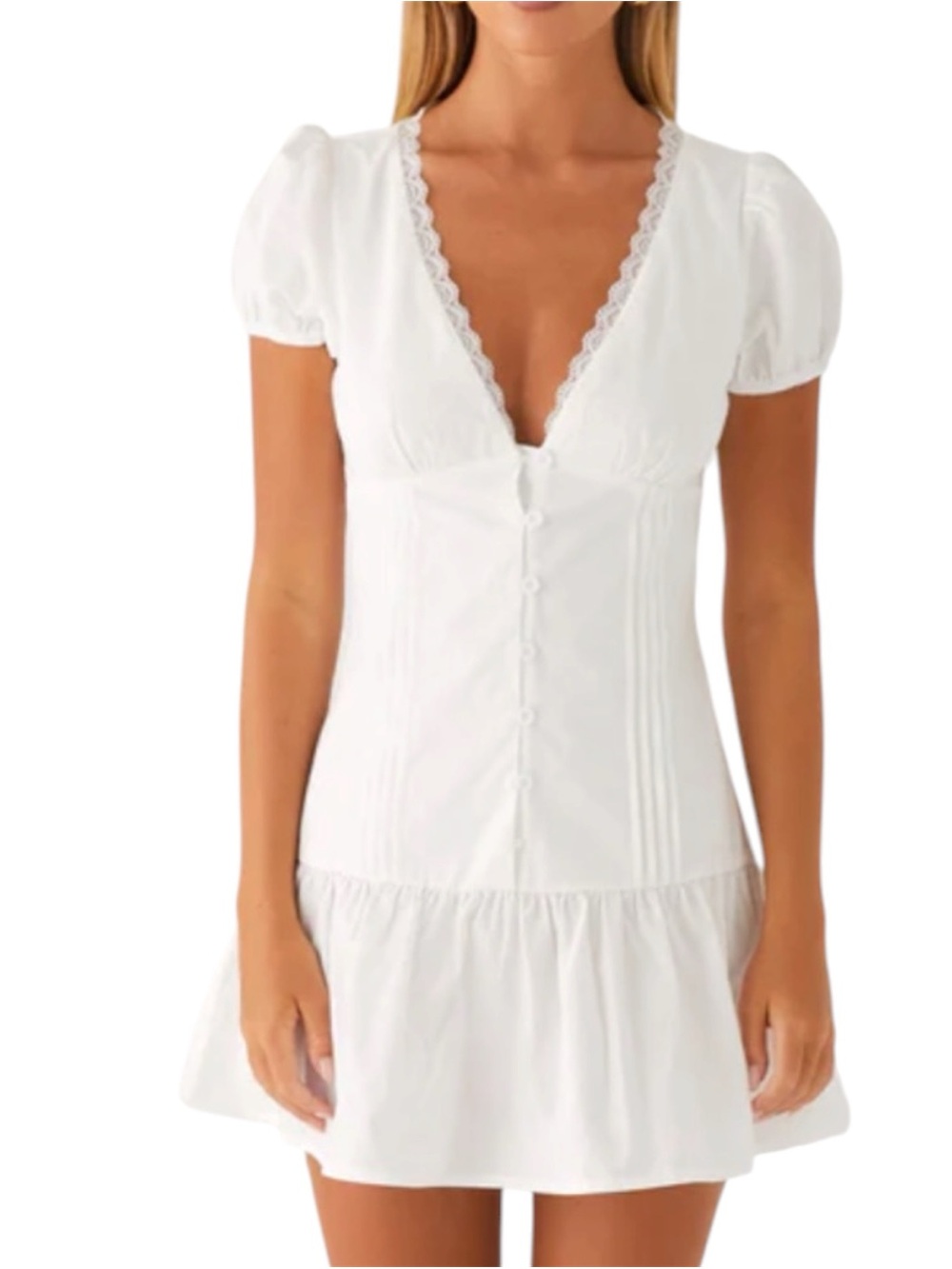 Peppermayo Exclusive Simply Yours Lace Trim White Mini Dress NWT Size US 14